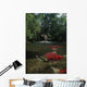 Grizzly Watches Salmon From Riverbank Digital Composite Wall Mural