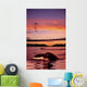 Digital Humpback Whale Tails At Sunset Wall Mural