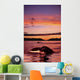 Digital Humpback Whale Tails At Sunset Wall Mural