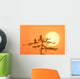 Silhouette Of Bald Eagle On Branch At Sunset Digital Composite Wall Mural