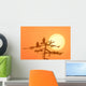 Silhouette Of Bald Eagle On Branch At Sunset Digital Composite Wall Mural