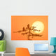 Silhouette Of Bald Eagle On Branch At Sunset Digital Composite Wall Mural
