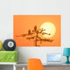 Silhouette Of Bald Eagle On Branch At Sunset Digital Composite Wall Mural