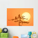 Silhouette Of Bald Eagle On Branch At Sunset Digital Composite Wall Mural