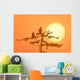 Silhouette Of Bald Eagle On Branch At Sunset Digital Composite Wall Mural