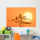Silhouette Of Bald Eagle On Branch At Sunset Digital Composite Wall Mural