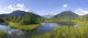 View Of Mendenhall Glacier With Pond And Green Grass Wall Mural