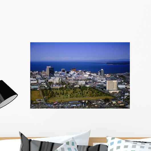 Aerial Of Anchorage Skyline Summer Alaska Wall Mural