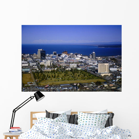 Aerial Of Anchorage Skyline Summer Alaska Wall Mural