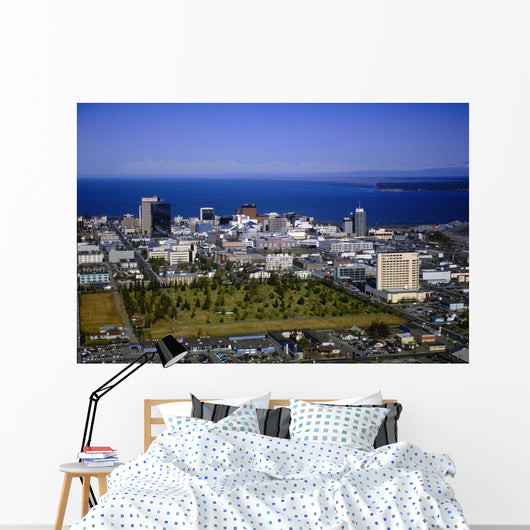 Aerial Of Anchorage Skyline Summer Alaska Wall Mural