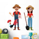 Man and Woman Farmers Wall Decal Sticker Set