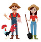 Man and Woman Farmers Wall Decal Sticker Set