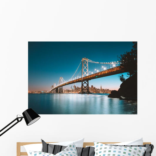 Golden Gate Bridge & San Francisco Skyline Night Wall Decal
