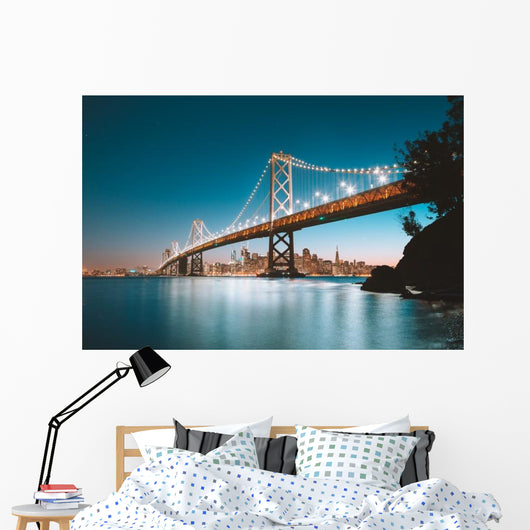 Golden Gate Bridge & San Francisco Skyline Night Wall Decal