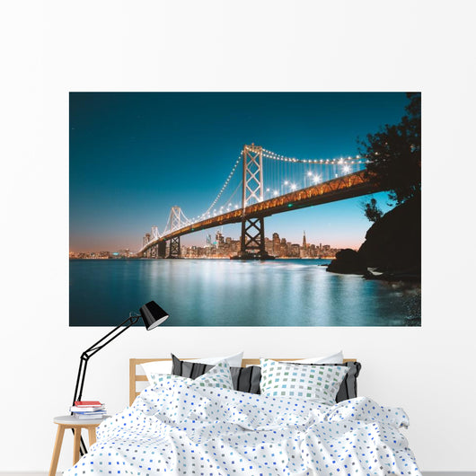 Golden Gate Bridge & San Francisco Skyline Night Wall Decal