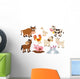 Cartoon Farm Animals Wall Decal Sticker Set