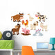 Cartoon Farm Animals Wall Decal Sticker Set
