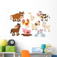 Cartoon Farm Animals Wall Decal Sticker Set