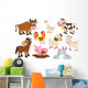Cartoon Farm Animals Wall Decal Sticker Set