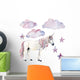 Clouds Stars and Unicorn Wall Decal Sticker Set