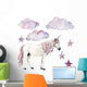 Clouds Stars and Unicorn Wall Decal Sticker Set