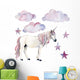 Clouds Stars and Unicorn Wall Decal Sticker Set