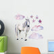 Watercolor Unicorn Cloudy Stars Wall Decal Sticker Set