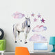 Watercolor Unicorn Cloudy Stars Wall Decal Sticker Set