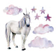 Watercolor Unicorn Cloudy Stars Wall Decal Sticker Set