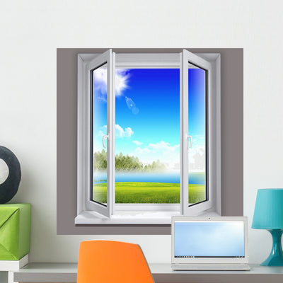 Sunny Window Scene Wall Decal shown on a wall