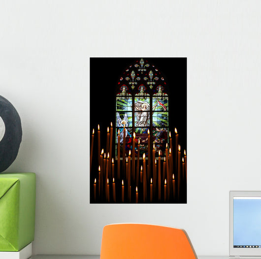 Candles and Stained-glass Window