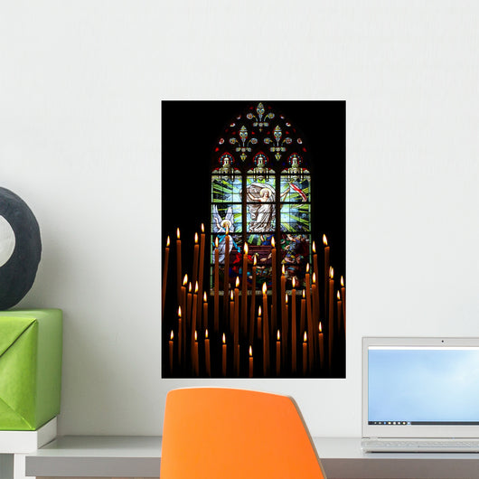 Candles and Stained-glass Window