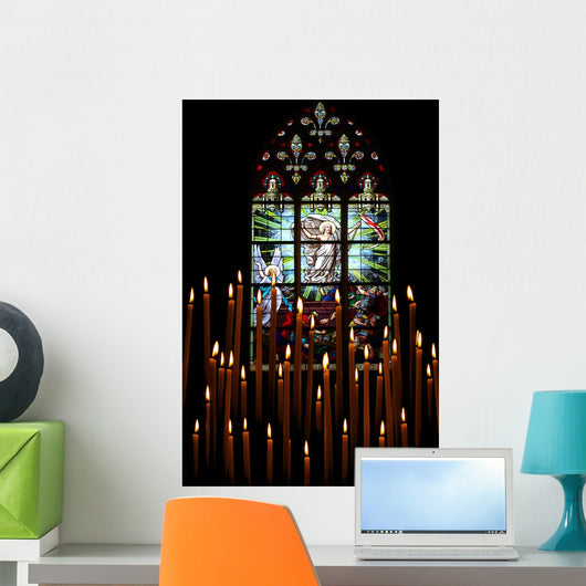 Candles and Stained-glass Window