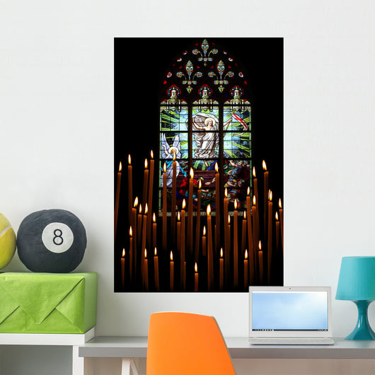 Candles and Stained-glass Window