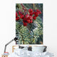 Close Up Of Spruce Needles & Mountain Ash Berries Wall Mural
