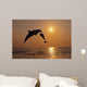 Pair Of Bottle Nose Dolphins Jumping At Sunset Wall Mural