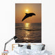 Bottle Nose Dolphin Jumping At Sunset Wall Mural