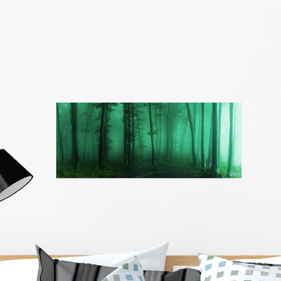 Foggy Forest Wall Decal shown on a wall
