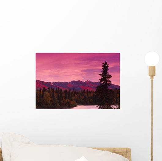 Sunrise Byers Lake Alaska Range Fall Southcentral Ak Wall Mural
