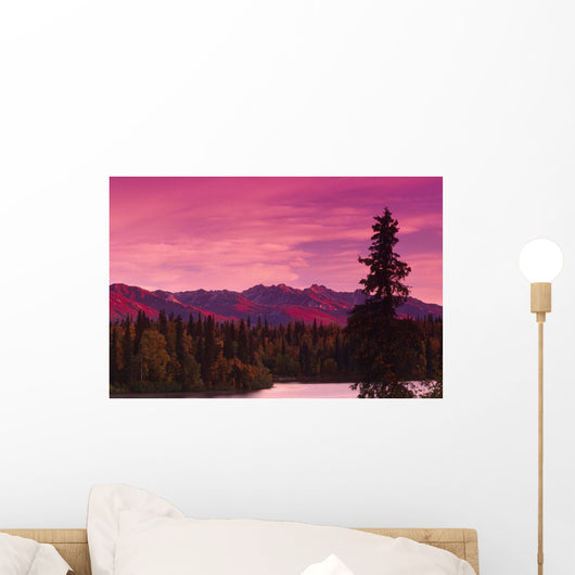 Sunrise Byers Lake Alaska Range Fall Southcentral Ak Wall Mural