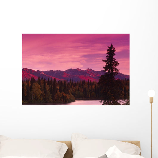 Sunrise Byers Lake Alaska Range Fall Southcentral Ak Wall Mural