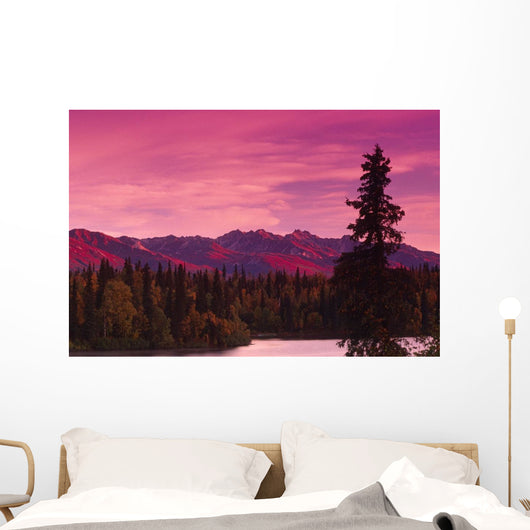 Sunrise Byers Lake Alaska Range Fall Southcentral Ak Wall Mural