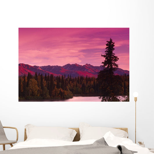 Sunrise Byers Lake Alaska Range Fall Southcentral Ak Wall Mural