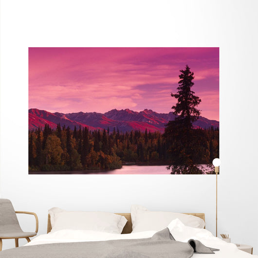 Sunrise Byers Lake Alaska Range Fall Southcentral Ak Wall Mural
