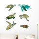 Six Sea Turtles Wall Decal Sticker Set