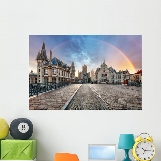 Rainbow over Ghent Belgium Wall Decal