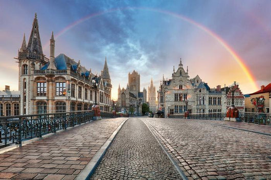 Rainbow over Ghent Belgium Wall Decal