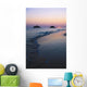Hawaii, Oahu, Kailua, Lanikai, Sun sinking below horizon on beach Wall Mural