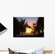 Hawaii, Oahu, Kailua, Lanikai, Vibrant sunset with a couple on beach Wall Mural