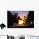 Hawaii, Oahu, Kailua, Lanikai, Vibrant sunset with a couple on beach Wall Mural